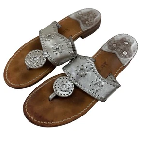 Jack Rogers Palm Beach Navajo Sandalen Zehentrenner Flip Flops Metallic Silber Gr. 7M - Bild 1 von 7