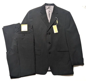 Michael Kors Mens Gray Suit 39S / 31 x 34 Classic-Fit Polyester Rayon Pinstripe - Picture 1 of 8