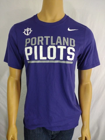 PORTLAND PILOTS T-Shirt NCAA Sports by NIKE Purple White Grey SS Athletic Medium Cover