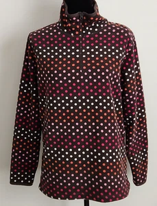 Old Navy Fleece Pullover/Jacket 1/4 Zip in Brown Polka Dot Size L - Picture 1 of 9