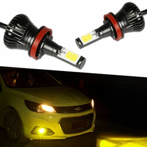 Switchable Strobe Flashing Gold Yellow H8 H11 COB Fog Lights Daytime LED Bulbs - Picture 1 of 10