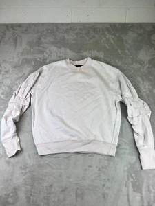 ALLSAINTS GATHERED SLEEVES SWEATSHIRT Womens Small Beige Cotton Streetwear - Picture 1 of 10