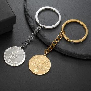 Heiliger Michael Schlüsselanhänger Edelstahl Religiös St. Michael Keychain Amulett - Bild 1 von 8