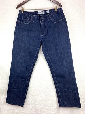 Akademiks Jeans Mens 34x29 Dark Blue Tailored Fit Dark Wash Denim Pants - Image 1 of 4