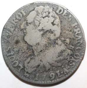 Moneta 2 Sol Rivoluzione Francese 1791 A KM# 603 Borbone Francia Luigi XVI Due - Foto 1 di 2