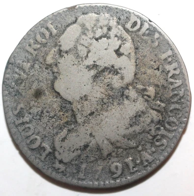 Moneda Revolución Francesa 2 Soles 1791 A KM# 603 Borbón Francia Luis XVI Dos Foto 1 de 2