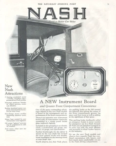 NASH auto instrument board speedometer antique 1926 PRINT AD truck car clock - Picture 1 of 1