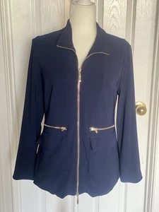 Boston Proper maritim marineblau gold Reißverschluss vorne verzierte Tasche Blazer Jacke, Größe 8 - Bild 1 von 2