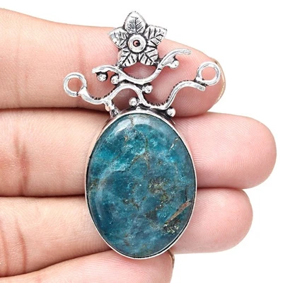 Joyería de piedras preciosas de plata crisocola 2,25" colgante hecho a mano de ley Foto 1 de 4