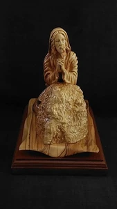 Jesus praying in the garden of Gethsemane Olivewood hand carved from Bethlehem - Picture 1 of 7
