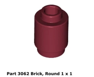 Lego 1x 3062b Dark Red Brick, Round 1 x 1 Open Stud - Picture 1 of 1