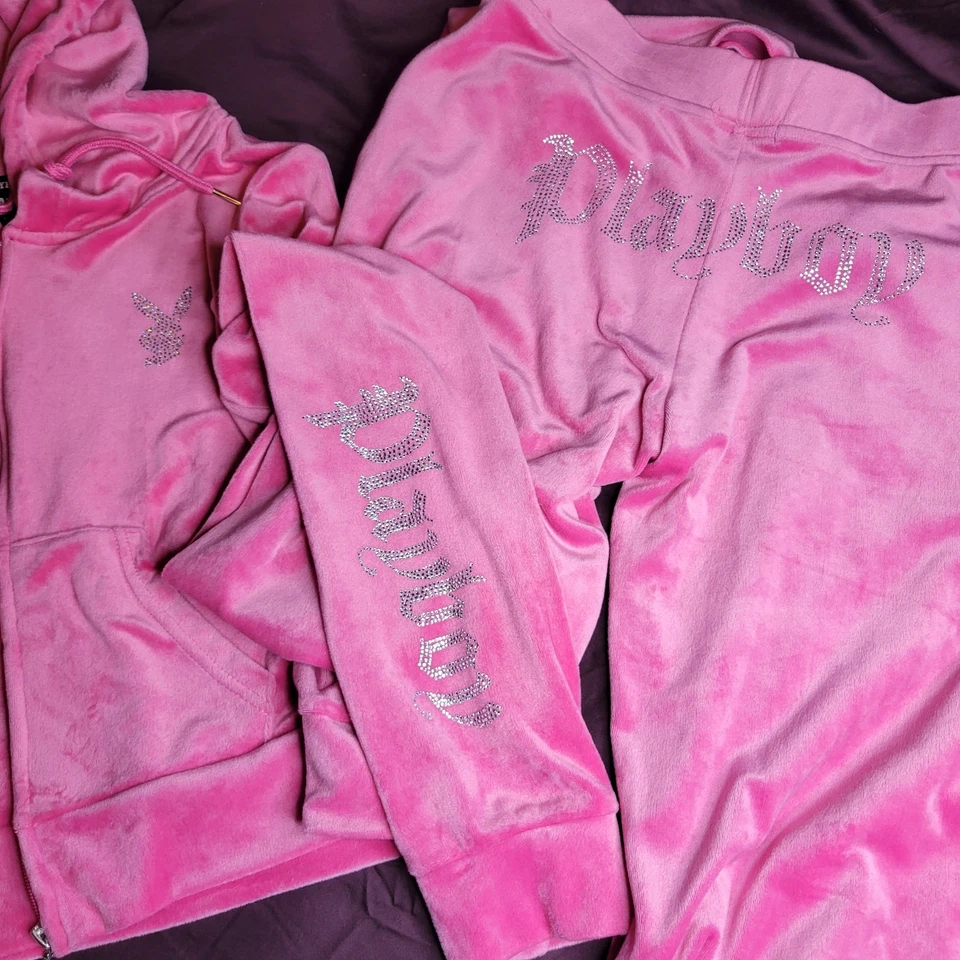 Playboy Vintage Y2k Hot Pink, Valor Med pants and Lg jacket. Soft Cozy Comfy - Image 1 of 4