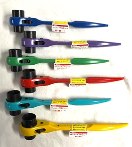 (6) MCC RS-1721ST Short Double Ratchet Wrench 17×21mm – Japan (Multi Color) NEW - Picture 1 of 7
