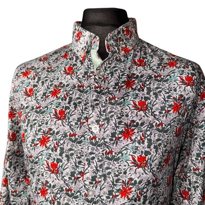 JOE BROWNS Shirt Mens LARGE (40-41") Long Sleeve in Green and Red Floral Print - Изображение 1 из 4