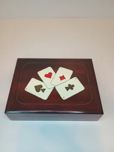 2 Vintage Anheuser Busch Playing Card Decks 2003 Complete + Wooden Case - Picture 1 of 7