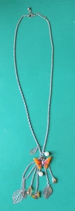 "Bonito collar colgante múltiple plata 16"" hoja mariposa perla cristal capas" - Imagen 1 de 4