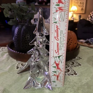 Vtg Sigma Tastesetter Clear 24% Lead Crystal Heavy Christmas Tree 10” Japan - Picture 1 of 6