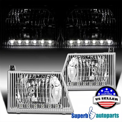 Fits 1992-2006 Ford 92-06 E150 E250 E350 4E50 E550 Econoline Van Headlights - Image 1 of 4