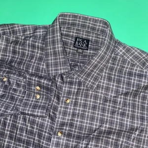 Camisa Jos A Bank Travelers Collection Hombre XL Negra A Cuadros Manga Larga Abotonada - Imagen 1 de 6