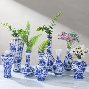 Hushee 8er Set kleine blau-weiße Chinoiserie Vase Vintage - Bild 1 von 4