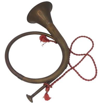 Corneta de Navidad decorativa de latón vintage cuerno de caza francés PWF India 13 pulgadas Foto 1 de 4