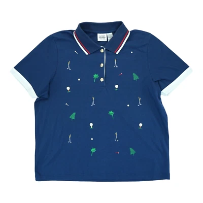 Vintage Jason Maxwell Feminino Azul Tênis/Golfe Bordado Manga Curta Tamanho XL - Imagem 1 de 4