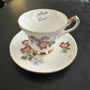 Vintage Royal Gregg Bone China Tea CUp & Saucer (Pink/ Yellow Flowers) Alberta - Picture 1 of 11