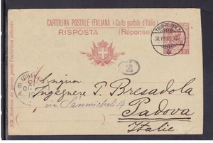 Cartolina Postale Vittorio Emanuele III Floreale 10 c. RISPOSTA Estero WD2704 - Foto 1 di 1