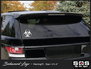 Biohazard Logo Warning window lettering windshield graphics vinyl decals America - Picture 1 of 1