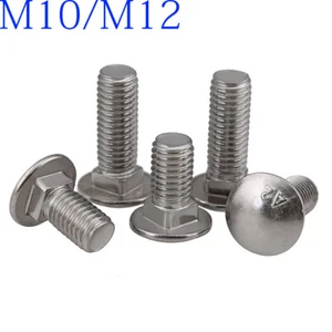 M10 x 1.5 M12 x 1.75mm Pernos de carro 304 Cabeza redonda de acero inoxidable Cuello cuadrado - Imagen 1 de 4