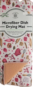 Microfiber Dish Drying Mat, approx. 16"x19", VARIOUS KITCHEN ITEMS ON WHITE, SL - Picture 1 of 10