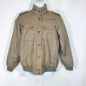 Vintage London Fog Outdoors Unlimited Jacket Womens 6 Khaki Brown Bomber Quilted - Picture 1 of 8
