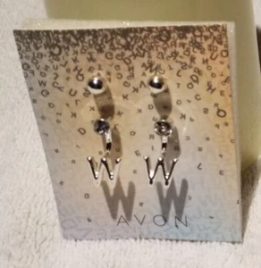 1X AVON ALICIA INITIAL EARRINGS , NEW AND UNUSED, STILL IN ORIGINAL PACKAGING. - Picture 1 of 3