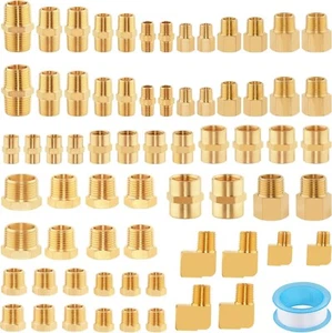 68PCS Brass Pipe Fittings Assortment Kit NPT Adapter Hex Nipple Reducer Bushing - Picture 1 of 6