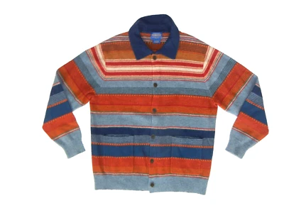 SUÉTER PENDLETON Naranja/Azul Cálido LANA AZTECA-OCCIDENTAL Abotonable Para Hombre L Foto 1 de 4