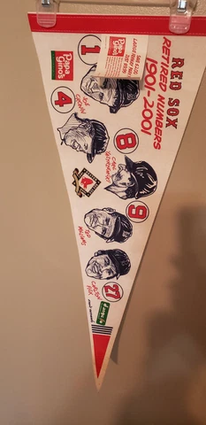 BOSTON RED SOX RETIRED NUMBERS WITH COUPON MLB VINTAGE FELT PENNANT 4/30/22 Cover