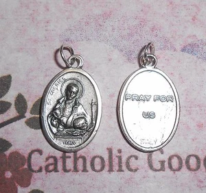Saint St. Gabriel (Dolentis) - Passionist - Italian Silver tone Ox 1" Medal - Picture 1 of 3