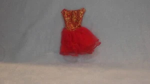 Barbie Fashion Avenue Vintage Red and Gold Dress with Frilly Bottom - Picture 1 of 2