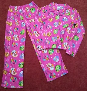 Shopkins Pajama Set, Girls L (10/12), Pink, Button Up Top, Elastic Waist Bottoms - Picture 1 of 12