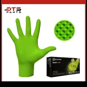Green Nitrile Disposable Work Gloves Ideall Grip Powder & Latex Free All Sizes - Picture 1 of 7