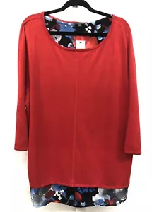 NWT The Limited Sz 2X Watercolor Floral Layered Look Tunic Red Womens Sweater - Picture 1 of 5