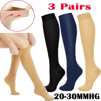 20-30 mmHg Graduated Compression Socks - Nylon Blend for Athletes & Nurses - Image 1 of 4