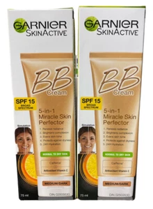 2X Garnier BB Cream 5 in 1 Miracle Skin Perfector Normal Dry Medium Deep Spf 15 - Picture 1 of 4