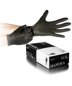 HANSKA 100 Guanti Monouso Nitrile Neri - Senza Polvere - Senza Lattice - Foto 1 di 6