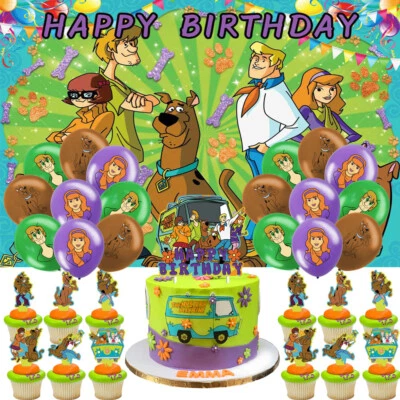 Scooby Doo Party Supplies Birthday Decor Set Balloons Cake Topper Backdrop 5x3ft - Image 1 of 4