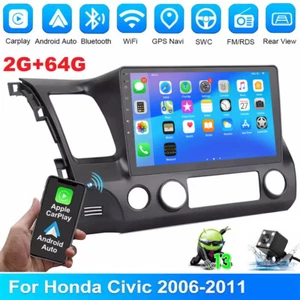 10 Inch CarPlay Android 13.0 Car Stereo Radio GPS WiFi For Honda Civic 2006-2011 - Picture 1 of 16