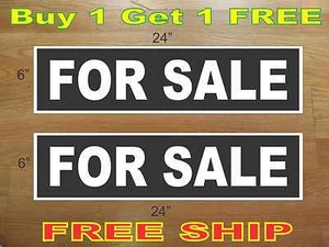 White on Black FOR SALE 6"x24" REAL ESTATE RIDER SIGNS Buy 1 Get 1 FREE 2 Sided - Picture 1 of 3