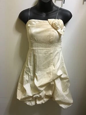 NEW Womens STRAPLESS JACQUARD Wedding cocktail party Dress .Short Skirt. Ivory.  - Image 1 of 4