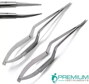 Micro Scissors 7.5" Yasargil Sharp/Sharp Straight & Curved Surgical Set of 2 - Picture 1 of 5