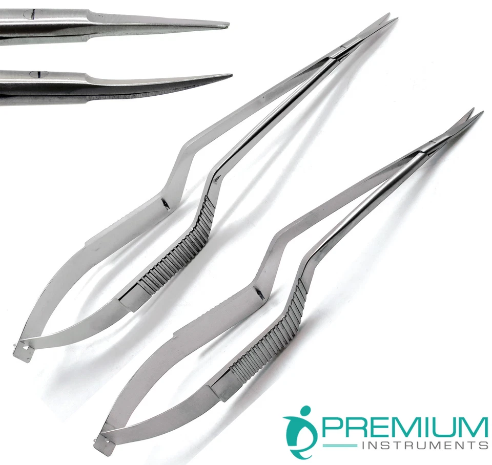 Micro Scissors 7.5" Yasargil Sharp/Sharp Straight & Curved Surgical Set of 2 - Image 1 of 4